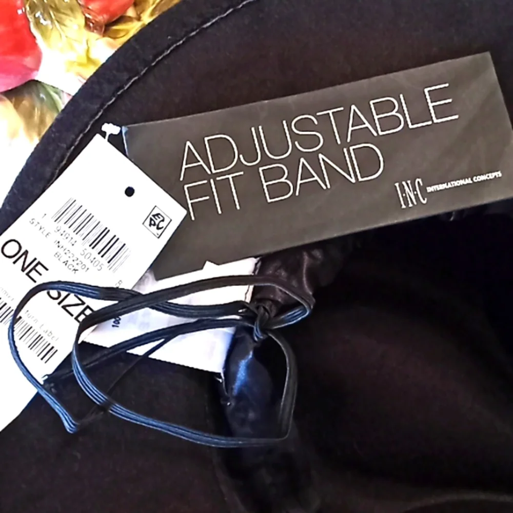 I.N.C Stylish Black Fedora Hat With Adjustable Fit Band. NWT. One Size. - Picture 9 of 11